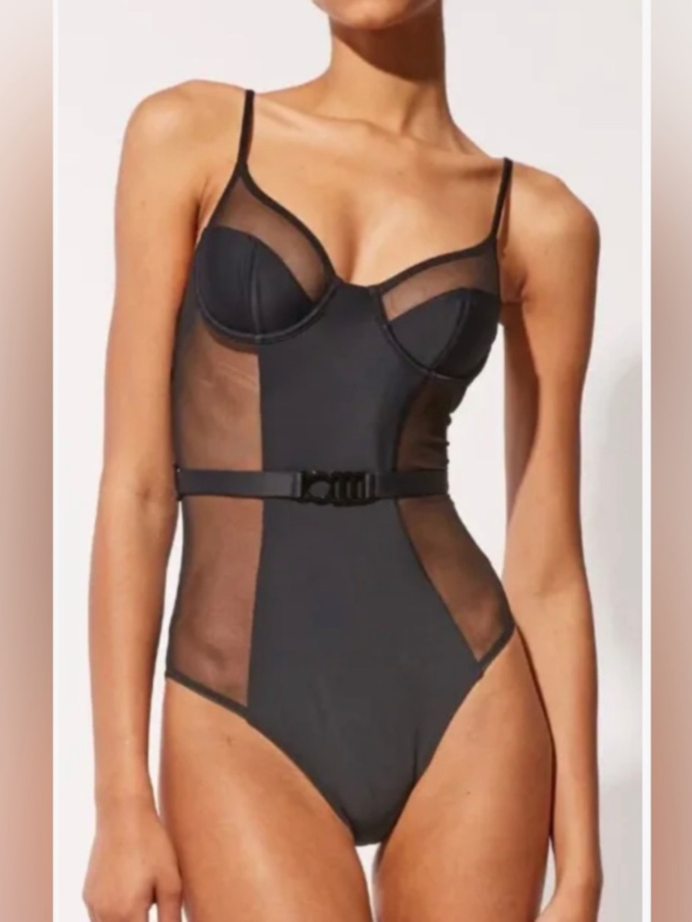 Solid & Striped NWT Black The Spencer Mesh Underwire One Piece Swimsuit XS